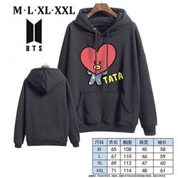 BTS-9A Black Printed hooded and velvet padded sweater M L XL XXL