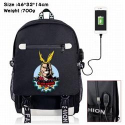 My Hero Academia-4A Black Color data cable Backpack
