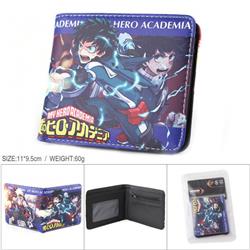 My Hero Academia Full color PU silk screen two fold short card holder wallet