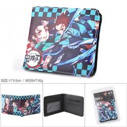 Demon Slayer Kimets Full color PU silk screen two fold short card holder wallet Style A