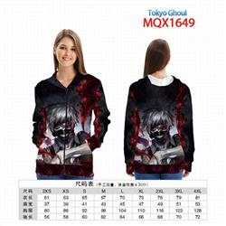 Tokyo Ghoul Full color zipper hooded Patch pocket Coat Hoodie 9 sizes from XXS to 4XL MQX 1649
