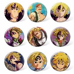 The Seven Deadly Sin Circle a set of 9 Round cloth badge brooch 58MM Style D