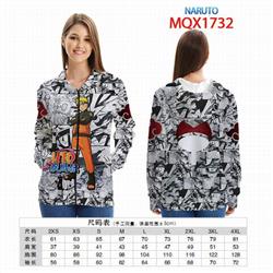 Naruto Full color zipper hooded Patch pocket Coat Hoodie 9 sizes from XXS to 4XL MQX 1732