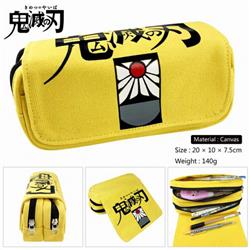 Demon Slayer Kimets Anime double layer multifunctional canvas pencil bag stationery box wallet 20X10X7.5CM 140G Style A