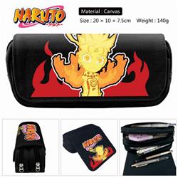 Naruto Anime double layer multifunctional canvas pencil bag stationery box wallet 20X10X7.5CM 140G Style D