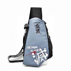 Demon Slayer Kimets Anime shoulder chest bag PU canvas belt bag 21X6.5X29CM shoulder strap length 118CM 0.32KG