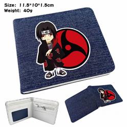 Naruto Uchiha Itachi Digital printed denim bi-fold wallet 11.5X10X1.5CM 40G