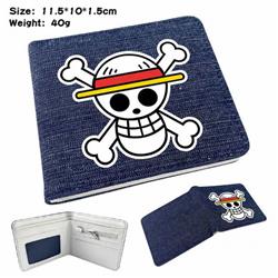 One Piece Luffy Digital printed denim bi-fold wallet 11.5X10X1.5CM 40G