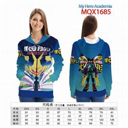 My Hero Academia Full color zipper hooded Patch pocket Coat Hoodie 9 sizes from XXS to 4XL MQX 1685