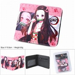 Demon Slayer Kimets Kamado Nezuko Full color silk screen two fold short card bag wallet purse