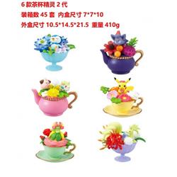 Pokemon 6 kinds of tea cup spirit Boxed Figure Decoration Model 0.41kg a box of 45 sets
