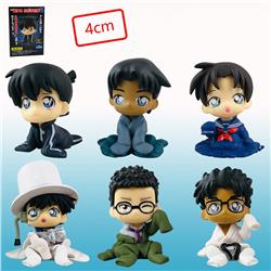 Detective Conan Q Version Cosplay Cartoon Model Toys Statue Collection Anime Action PVC Figure (6pcs/set)