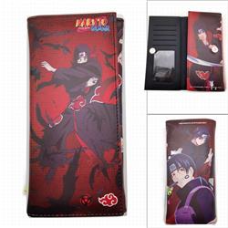 Naruto Uchiha Itachi Long Three Fold Colorful Printing Anime PU Leather Fold Short Wallet