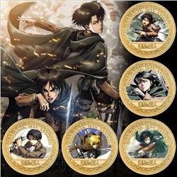 attack on titan anime Commemorative Coin Collect Badge Lucky Coin Decision Coin a set of 5