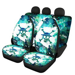 Anime One Piece Luffy Printed 4pcs Car Seat Cover Interior Decor Fit Most Vehicle Cars SUV/Truck Protector Seat Cushion Full Set