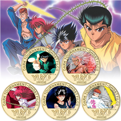 yuyu hakusho anime Commemorative Coin Collect Badge Lucky Coin Decision Coin a set of 5