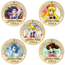Sailor Moon anime Commemorative Coin Collect Badge Lucky Coin Decision Coin a set of 5