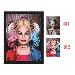 suicide squad 3d poster painting with frame 29.5*39.5cm
