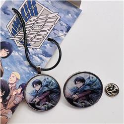 attack on titan anime necklace+brooch