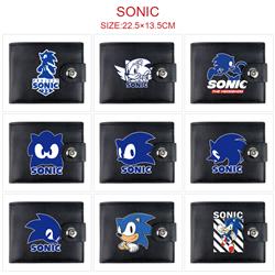 Sonic anime two fold short card bag wallet purse 22.5*13.5cm