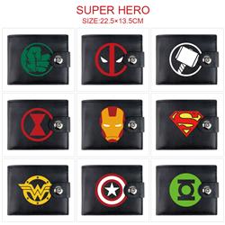 Superhero anime two fold short card bag wallet purse 22.5*13.5cm