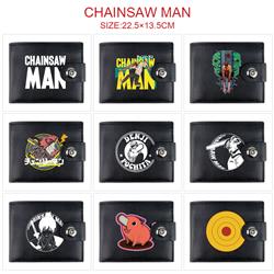 chainsaw man anime two fold short card bag wallet purse 22.5*13.5cm