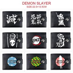 Demon slayer kimets anime two fold short card bag wallet purse 22.5*13.5cm