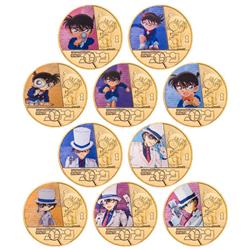 Detective Conan anime Commemorative Coin Collect Badge Lucky Coin Decision Coin a set of 10
