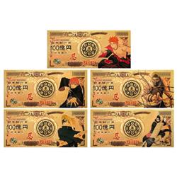 Naruto anime Commemorative bank notes price for a set of 5pcs