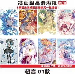 Hatsune Miku anime wall poster price for a set of 8 pcs