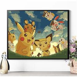 Pokemon anime DIY digital oil painting with frame(boxed)40*50cm