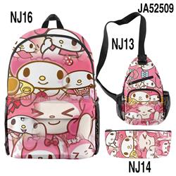 Kuromi anime backpack+messenger bag+pencil bag