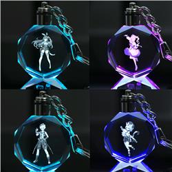 Genshin Impact anime colorful crystal keychain