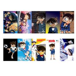 Detective Conan anime crystal card stickers 8.7*5.5cm 10 pcs a set