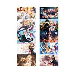 sword art online anime crystal card stickers 8.7*5.5cm 10 pcs a set