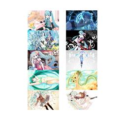 Hatsune Miku anime crystal card stickers 8.7*5.5cm 10 pcs a set