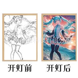 Hatsune Miku anime light painting A4(21cm*28.5cm）