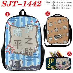 Demon slayer kimets anime backpack+ lunch bag+pencil bag