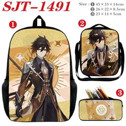 Genshin Impact anime backpack+ lunch bag+pencil bag