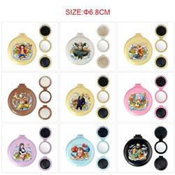 One Piece anime multi functional small mirror and comb 5 pcs a set