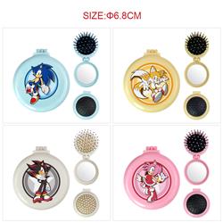Sonic anime multi functional small mirror and comb 5 pcs a set