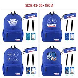Sonic anime backpack+pencil bag+ID set