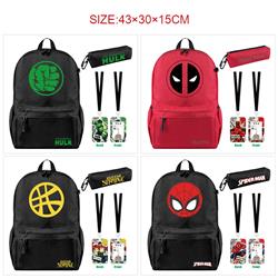 Avengers anime backpack+pencil bag+ID set