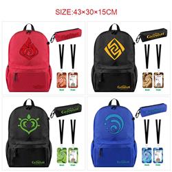 Genshin Impact anime backpack+pencil bag+ID set