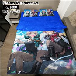 Genshin Impact anime flannel four piece set 1.5*2M