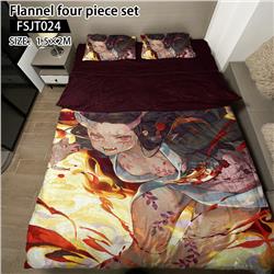 Demon slayer kimets anime flannel four piece set 1.5*2M