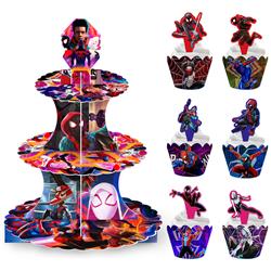 spider man anime cupcake stand+ tapcoke wroppers+small plug 10 pcs
