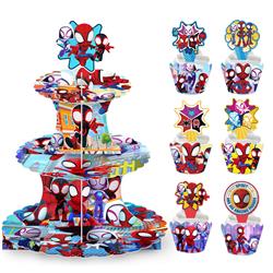 spider man anime cupcake stand+ tapcoke wroppers+small plug10 pcs