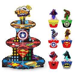 Avengers anime 1cupcake stand+ 12 tapcoke wroppers+12small plug 10 pcs
