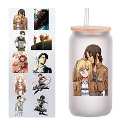 Attack on Titan anime glass cup stickers 10.16*10.16cm